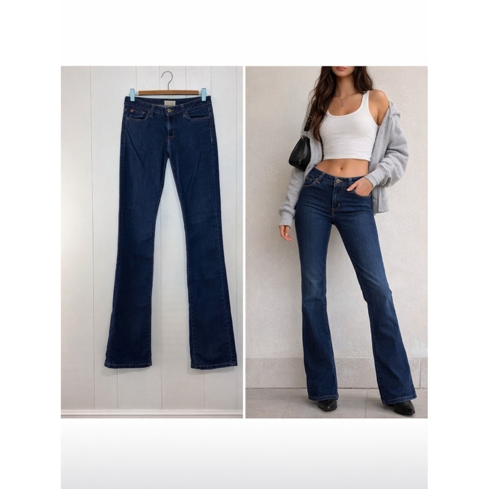 Hudson Bootcut Flap Pocket Jeans Dark Wash Lowβ Rise 29 Y2K Slim Flare Stretch